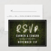 White Neon Boxwood Wedding RSVP Karte (Vorne/Hinten)