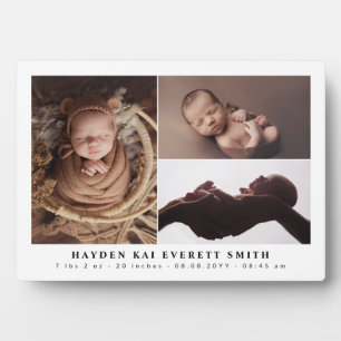 White Neutral Baby Foto Collage New Baby Fotoplatte