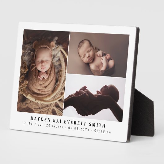 White Neutral Baby Foto Collage New Baby Fotoplatte (Seite)