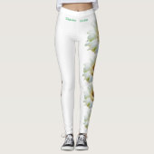 White Nevada Staat Blume Saguaro Cactus Leggings (Vorderseite)