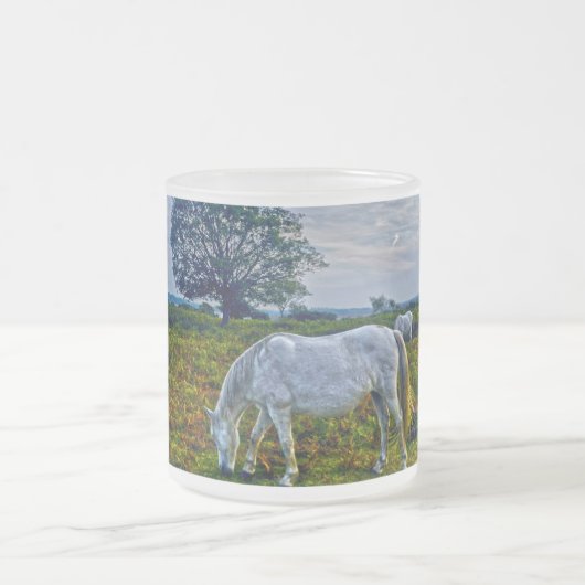 White New Forest Ponies weiden das Heide England Mattglastasse (Mittel)