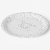 White New Year Chee Silver Snowflake Script Pappteller (Schrägansicht)
