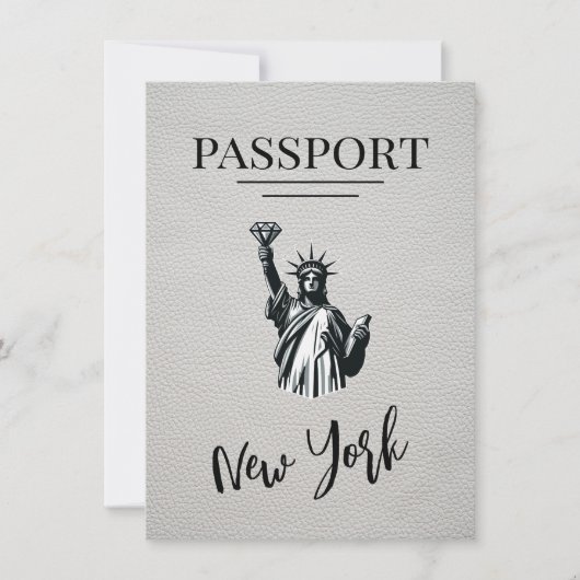 White New York City Passport Save the Date (Vorderseite)