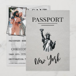 White New York City Passport Save the Date