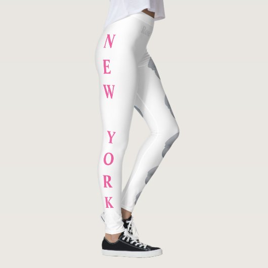 White New York Staat Blume (The Rose) Leggings (Rechts)