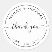 White Newlywed Wedding Danke Runder Aufkleber (Vorderseite)