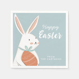 White Niedlich Bunny Happy Oaster Serviette