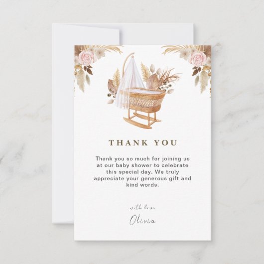 White Niedlich Watercolor Blume Kinderdusche Dankeskarte (Vorderseite)