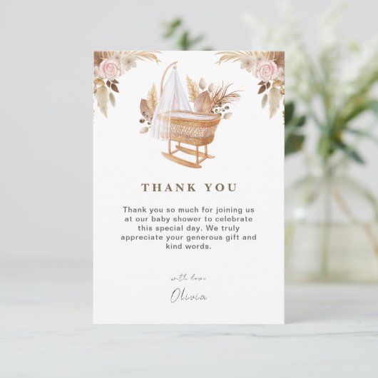 White Niedlich Watercolor Blume Kinderdusche Dankeskarte (Stehend Vorderseite)