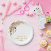 White Niedlich Watercolor Blume Kinderdusche Pappteller (Party)