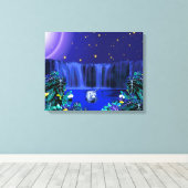 White Night Tiger Tropical Waterfall Canvas Print Leinwanddruck (Insitu (Holzboden))