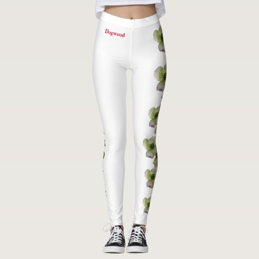 White North Carolina Staat Blume Dogwood Leggings (Vorderseite)