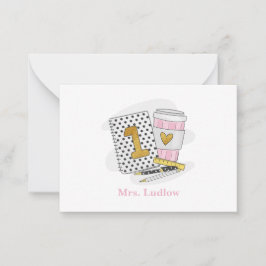 White-Notebook der ersten Klasse Danke Mitteilungskarte