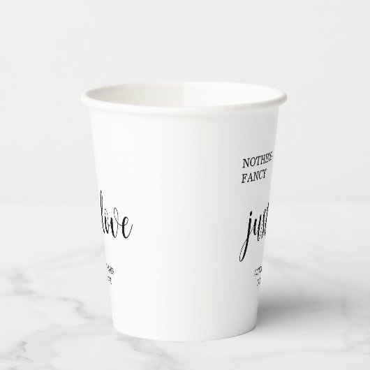 White Nothing Fancy Just Love Wedding  Pappbecher (Links)