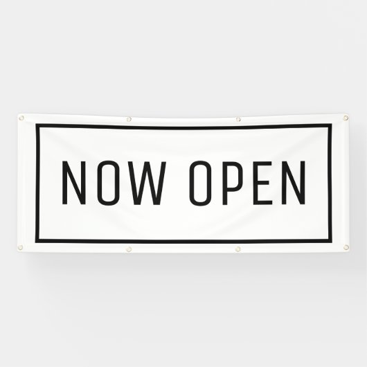 White Now Open Banner (Horizontal)