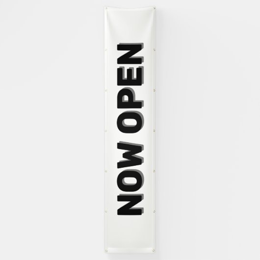White Now Open Sign Banner (Vertikal)