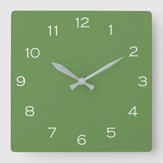 White Numbers On Green wccn Quadratische Wanduhr (Vorderseite)