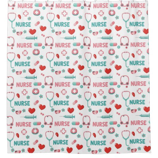 White Nurse Life Seamless Pattern (1) Duschvorhang (Vorderseite)