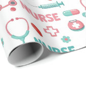 White Nurse Life Seamless Pattern (1) Geschenkpapier (Rolleneckpunkt)