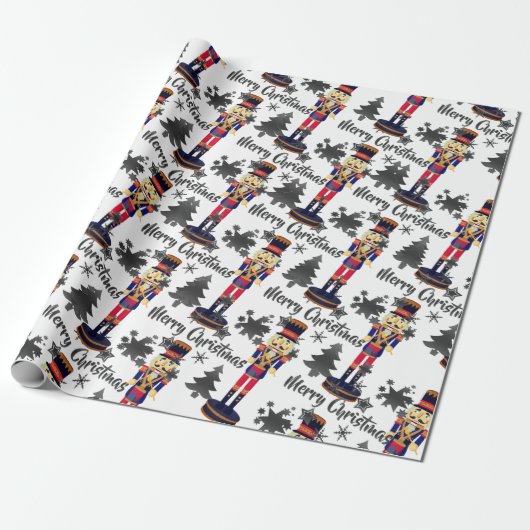 White Nutcracker Soldier Weihnachtswrapping Paper Geschenkpapier (Ungerollt)