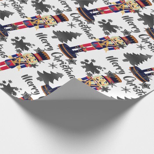 White Nutcracker Soldier Weihnachtswrapping Paper Geschenkpapier (Ecke)