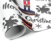 White Nutcracker Soldier Weihnachtswrapping Paper Geschenkpapier (Rolleneckpunkt)