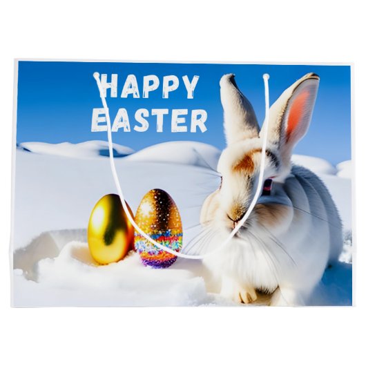 White Oaster Bunny Große Geschenktüte (Rückseite)