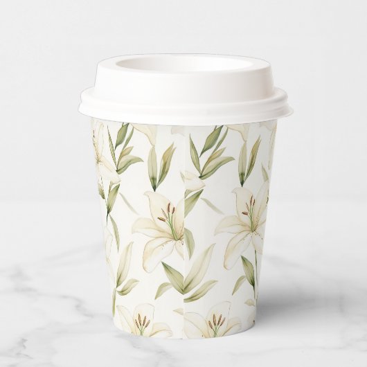 White Oaster Lilies Pappbecher (Rechts)
