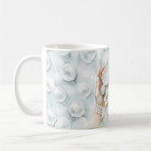 White Ocean Seafoam Blue Shells Pearls Kaffeetasse (Links)