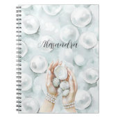 White Ocean Seafoam Blue Shells Pearls Notizblock (Vorderseite)