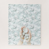 White Ocean Seafoam Blue Shells Pearls Puzzle (Vertikal)