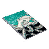 White Octopus Vintag Map Aquamarin Notizblock (Rechte Seite)