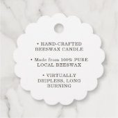 White oder Kraft Scallop BEESWAX CANDLE Tag Geschenkanhänger (Rückseite)