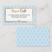 White Ogee & Gold, Baby Blue Diaper Raffekarten Begleitkarte (Vorne/Hinten)