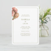 White & Olive | Blush Rose Wedding Invitation Einladung (Stehend Vorderseite)