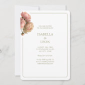 White & Olive | Blush Rose Wedding Invitation Einladung (Vorderseite)