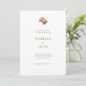 White & Olive | Blush Rose Wedding Invitation Einladung (Stehend Vorderseite)