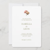 White & Olive | Blush Rose Wedding Invitation Einladung (Vorderseite)