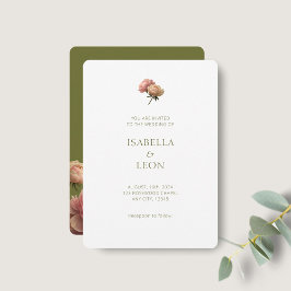 White & Olive | Blush Rose Wedding Invitation Einladung