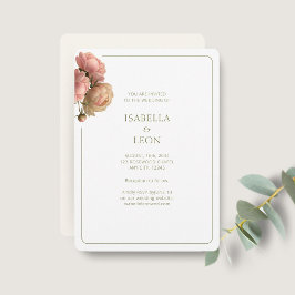 White & Olive | Blush Rose Wedding Invitation Einladung