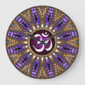 White OM Energy Bohemisch Sunshine Große Wanduhr (Vorderseite)