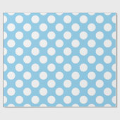 White on Baby Blue Large Size Polka Dots Geschenkpapier (Flach)