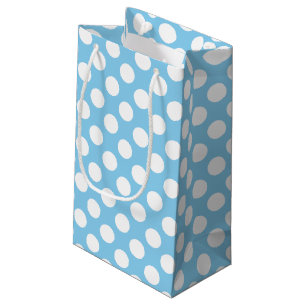 White on Baby Blue Large Size Polka Dots Kleine Geschenktüte