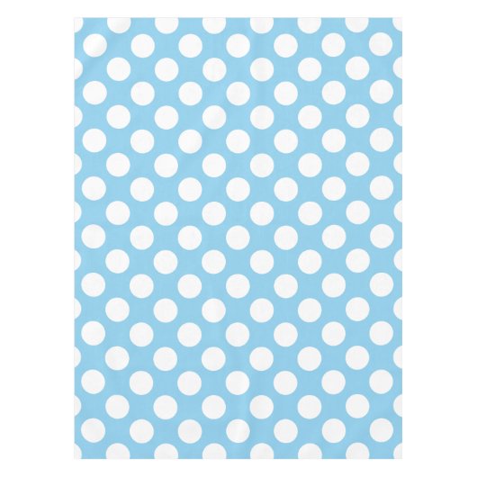 White on Baby Blue Large Size Polka Dots Tischdecke (Vorderseite)