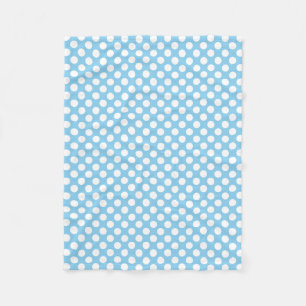White on Baby Blue Medium Size Polka Dots Fleecedecke