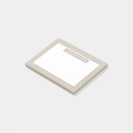 White On Beige Polka Dots Pattern Custom Text Post-it Klebezettel (angewinkelt)