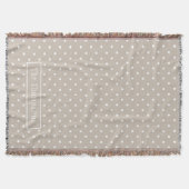 White On Beige Polka Dots Pattern With Custom Name Decke (Vorderseite)