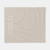 White On Beige Polka Dots Pattern With Custom Name Fleecedecke (Vorderseite (Horizontal))