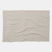 White On Beige Polka Dots Pattern With Custom Name Geschirrtuch (Horizontal)