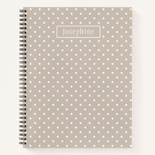 White On Beige Polka Dots Pattern With Custom Name Notizblock (Vorderseite)